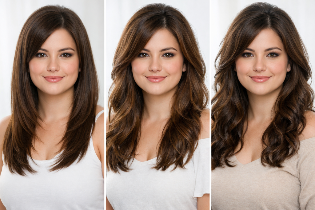 Long Layered hairstyle for Round Face For Women